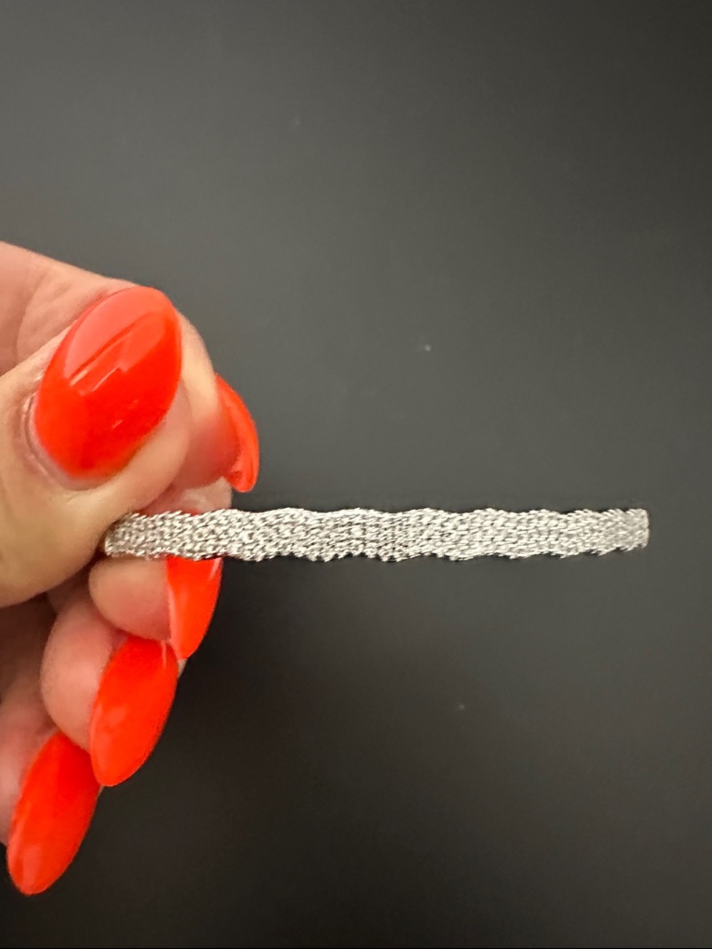 Silver Woven Slim Bangle Bracelet - Women's Accessory
